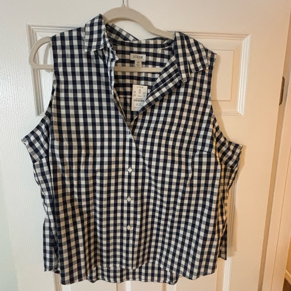 J. Crew Black and White Boxy Sleeveless Top